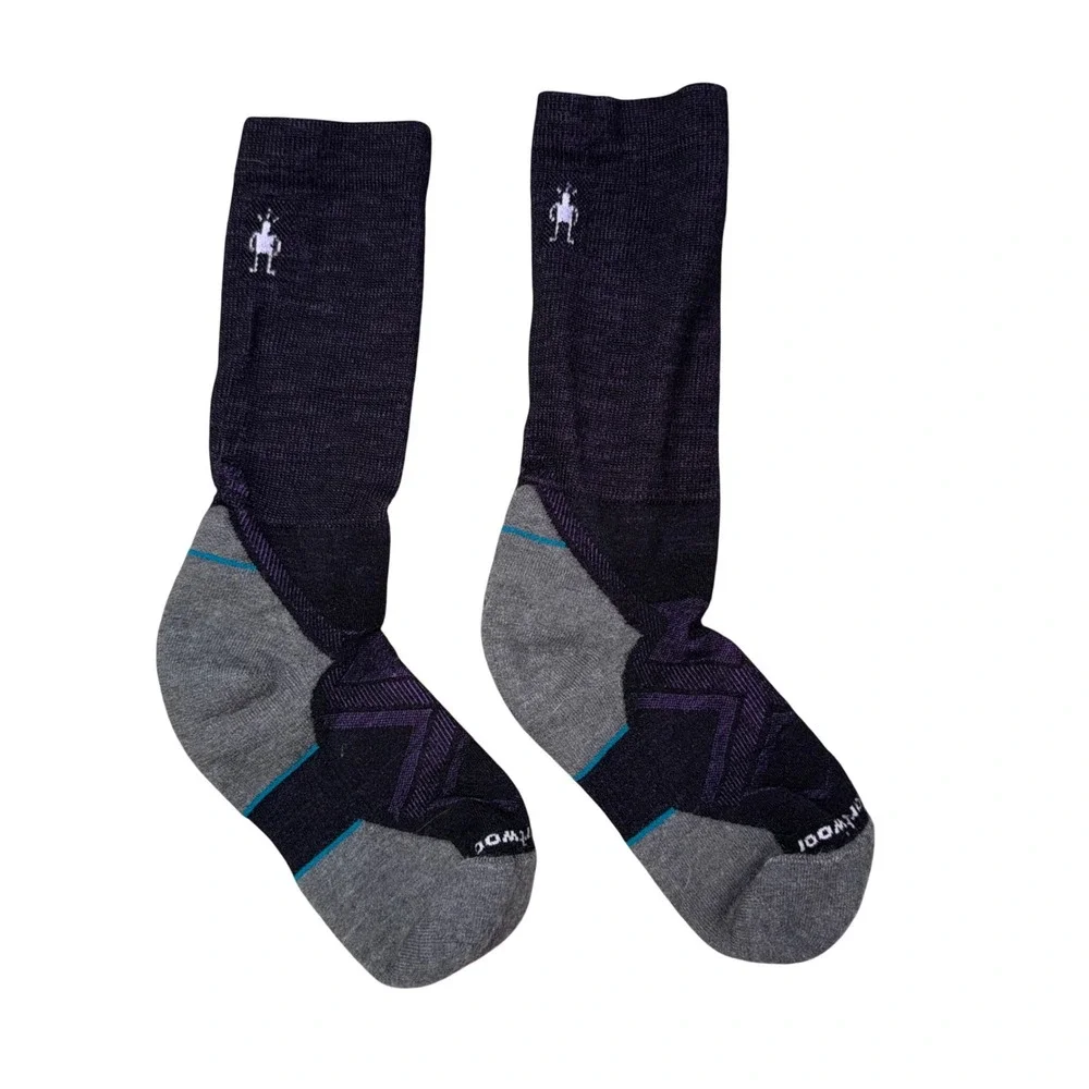 Smartwool PhD Outdoor Medium‎ Crew Socks Womens Medium Purple Grey Merino Wool